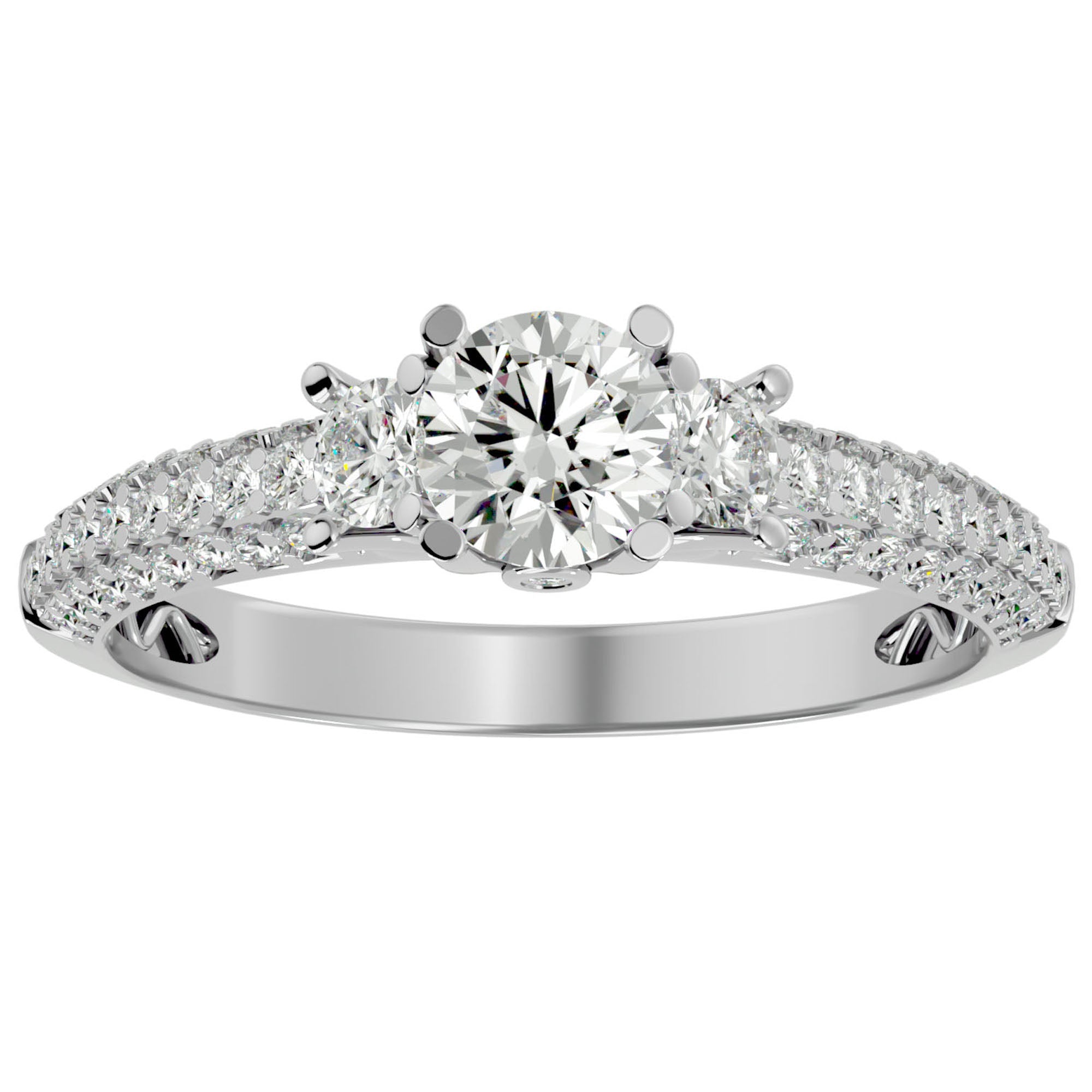 Inel De Logodnă Monaco Pavé cu Moissanite de 1.05 ct din Platina - Castelo.ro
