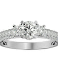 Inel De Logodnă Monaco Pavé din Aur 14k cu Diamante Naturale de 1.05 ct din 14k Aur Alb - Castelo.ro