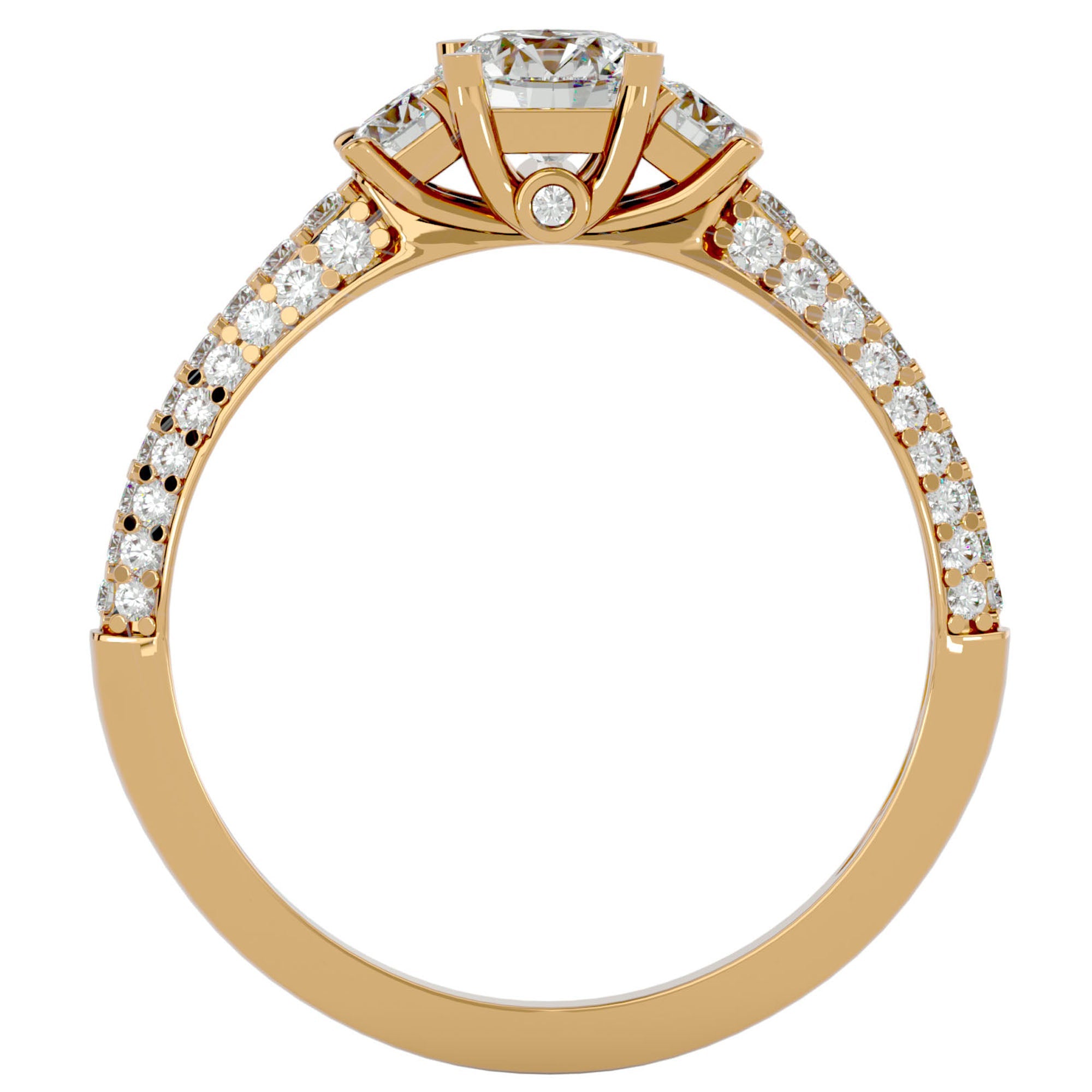 Inel De Logodnă Monaco Pavé cu Moissanite de 1.05 ct din 18k Aur Galben - Castelo.ro