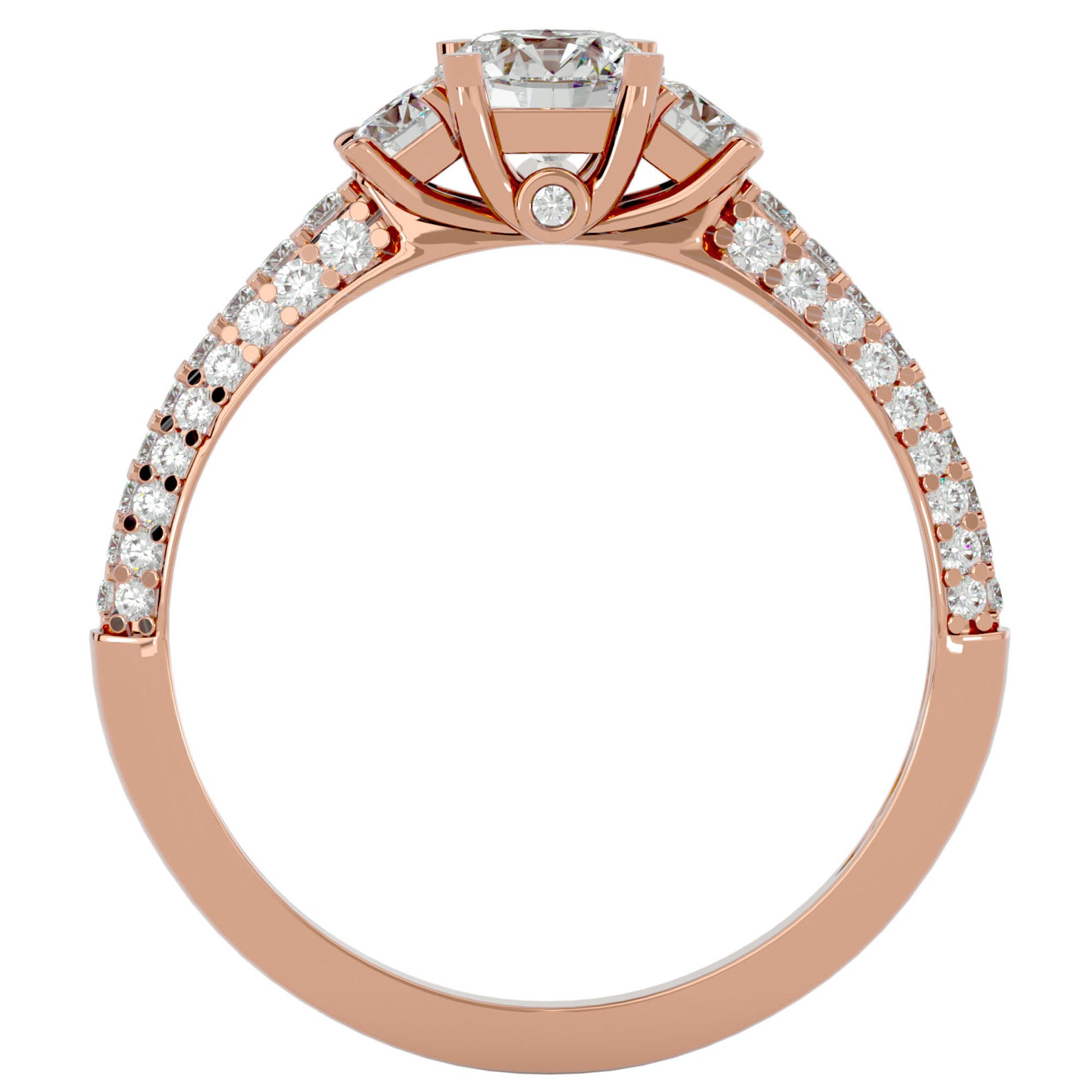 Inel De Logodnă Monaco Pavé cu Moissanite de 1.05 ct din 18k Aur Roz - Castelo.ro