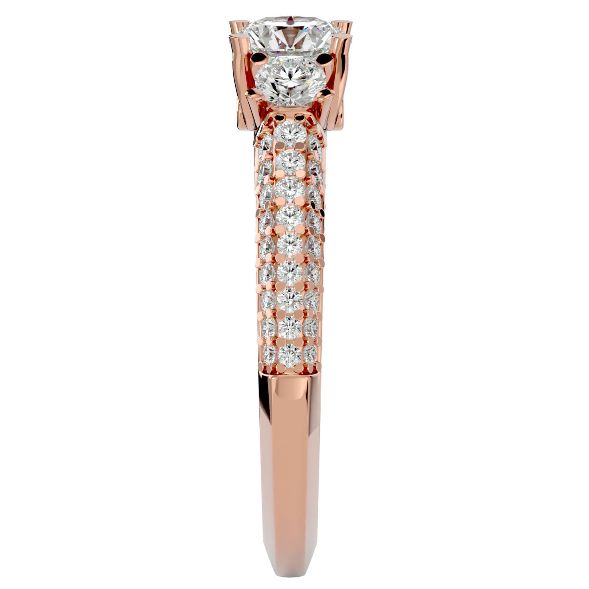 Inel De Logodnă Monaco Pavé cu Moissanite de 1.05 ct din 18k Aur Roz - Castelo.ro