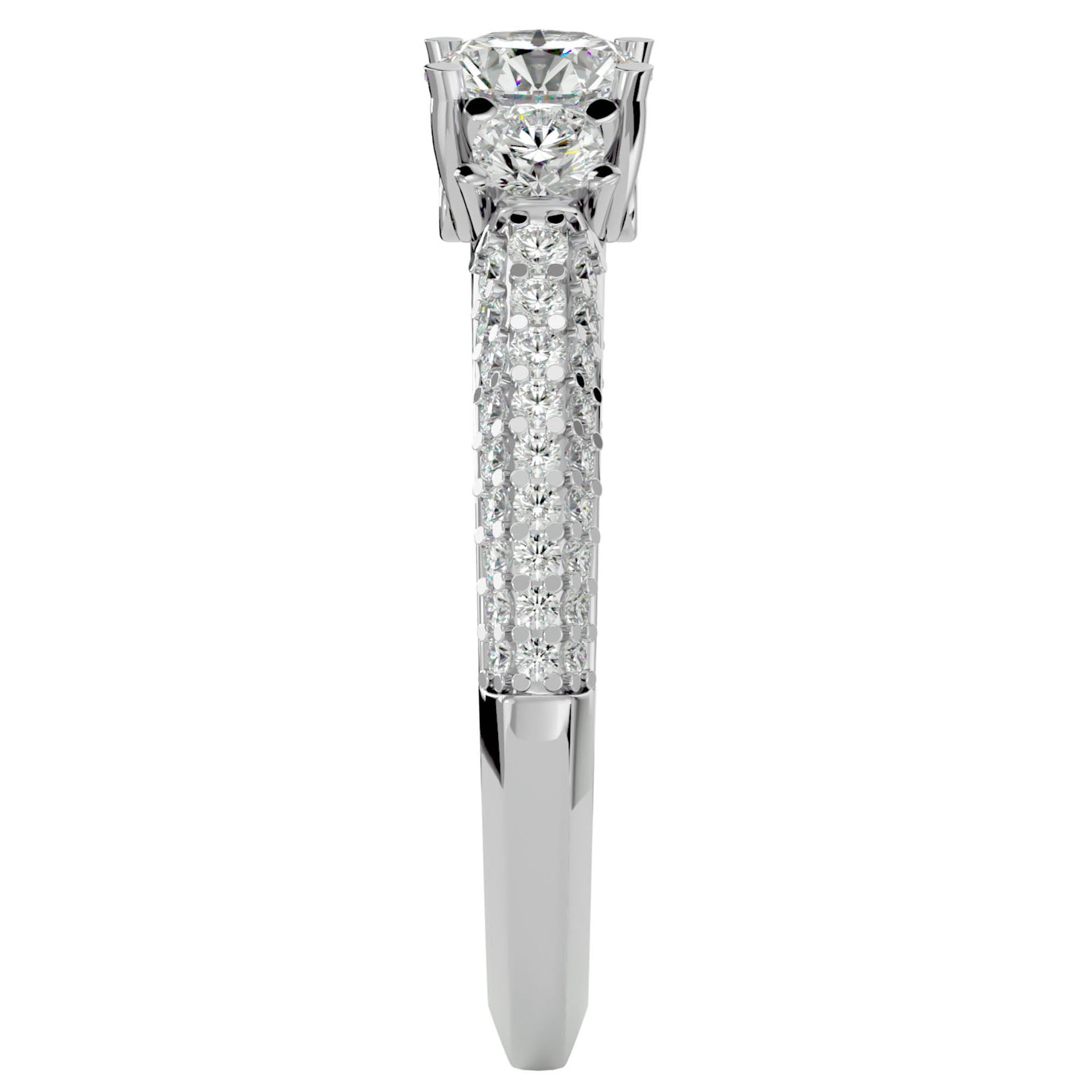 Inel De Logodnă Monaco Pavé din Aur 14k cu Diamante Naturale de 1.05 ct din 14k Aur Alb - Castelo.ro