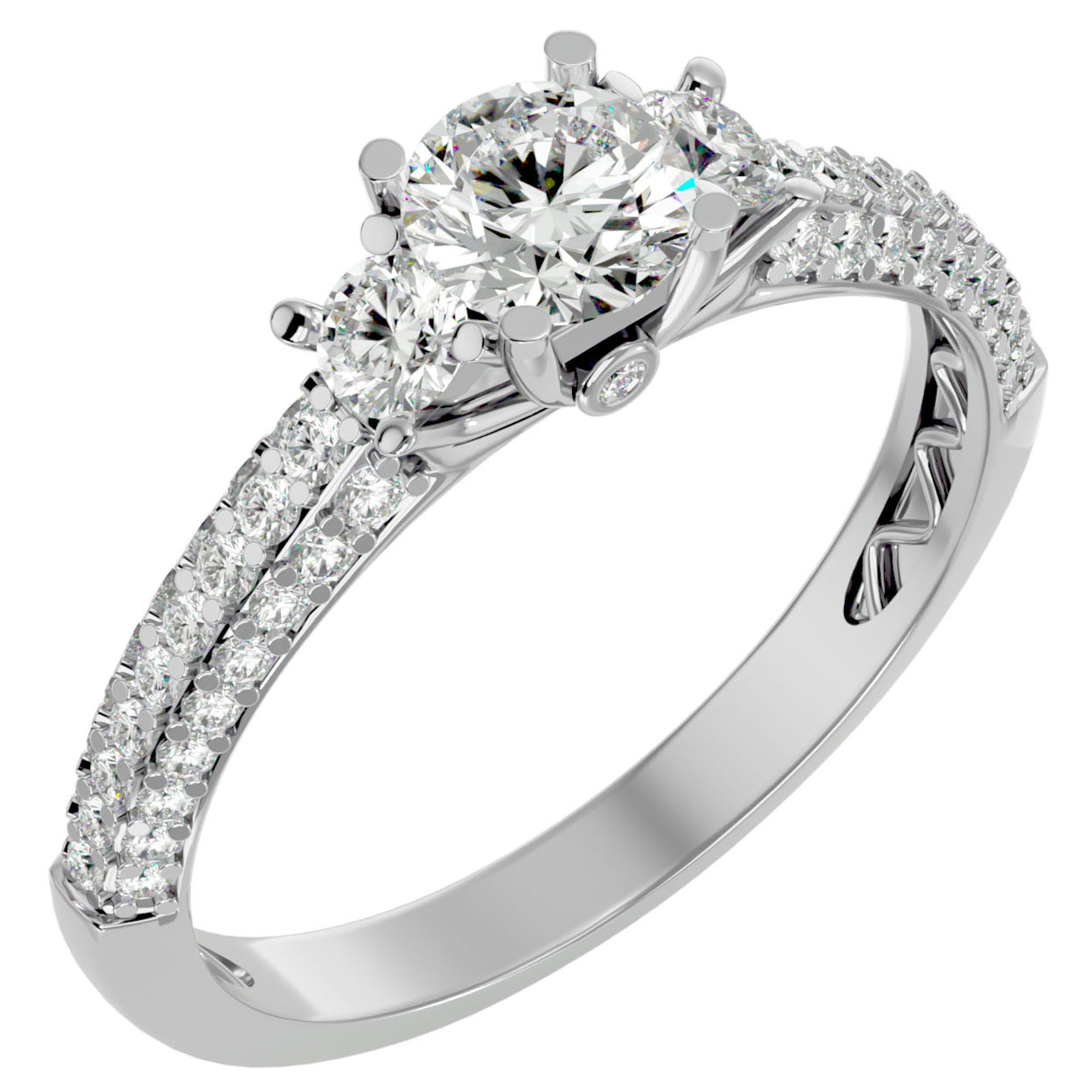 Inel De Logodnă Monaco Pavé cu Moissanite de 1.05 ct din Platina - Castelo.ro