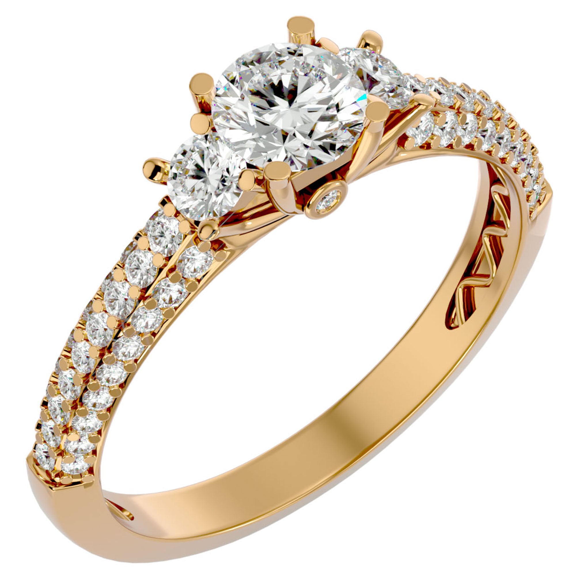 Inel De Logodnă Monaco Pavé cu Moissanite de 1.05 ct din 18k Aur Galben - Castelo.ro