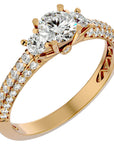 Inel De Logodnă Monaco Pavé cu Moissanite de 1.05 ct din 18k Aur Galben - Castelo.ro