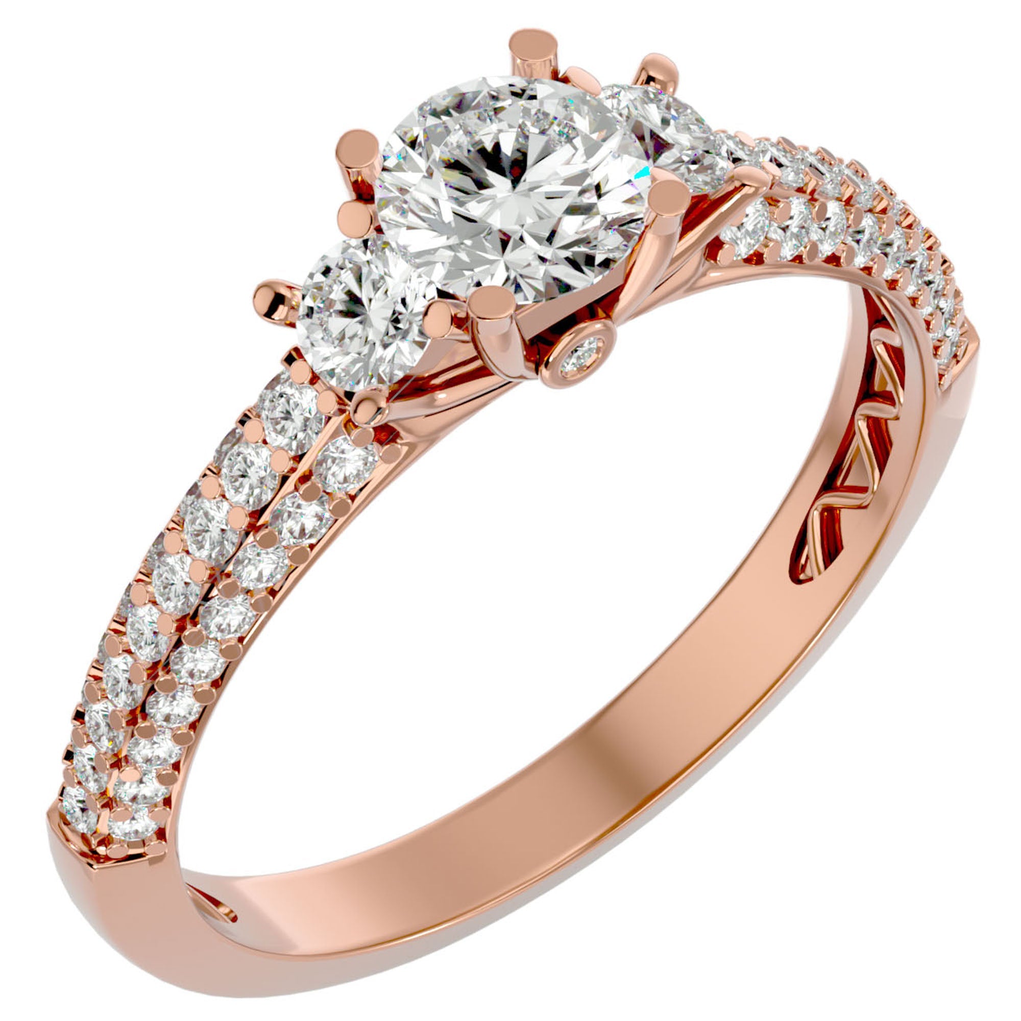 Inel De Logodnă Monaco Pavé cu Moissanite de 1.05 ct din 18k Aur Roz - Castelo.ro