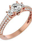 Inel De Logodnă Monaco Pavé din Aur 14k cu Moissanite de 1.05 ct din 14k Aur Roz - Castelo.ro