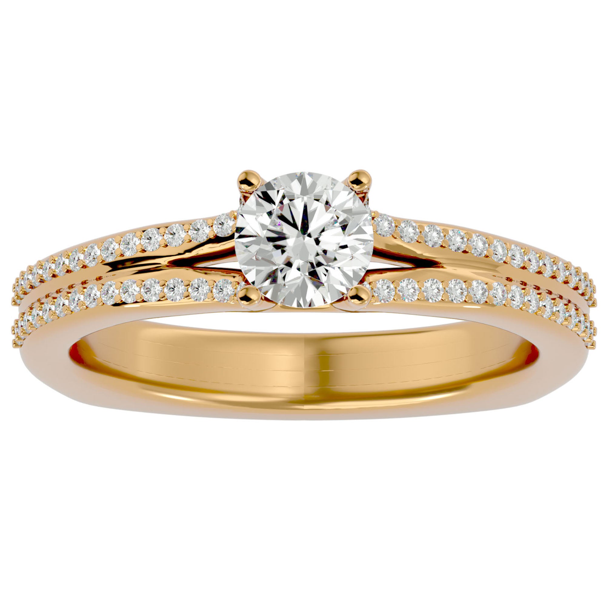Inel De Logodnă Lyon Pavé din Aur 14k cu Diamante Naturale de 0.70 ct din 14k Aur Galben - Castelo.ro