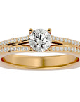 Inel De Logodnă Lyon Pavé din Aur 14k cu Diamante Naturale de 0.70 ct din 14k Aur Galben - Castelo.ro
