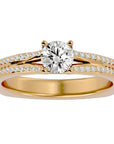 Inel De Logodnă Lyon Pavé din Aur 14k cu Moissanite de 0.70 ct din 14k Aur Galben - Castelo.ro