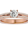 Inel De Logodnă Lyon Pavé din Aur 14k cu Diamante Naturale de 0.70 ct din 14k Aur Roz - Castelo.ro