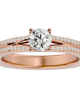 Inel De Logodnă Lyon Pavé din Aur 14k cu Diamante Create în Laborator de 0.70 ct din 14k Aur Roz - Castelo.ro