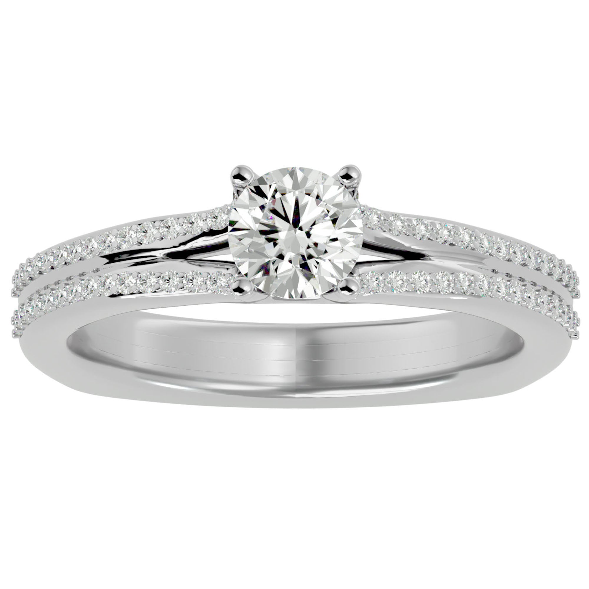 Inel De Logodnă Lyon Pavé cu Diamante Naturale de 0.70 ct din Platina - Castelo.ro