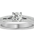 Inel De Logodnă Lyon Pavé din Aur 14k cu Moissanite de 0.70 ct din 14k Aur Alb - Castelo.ro