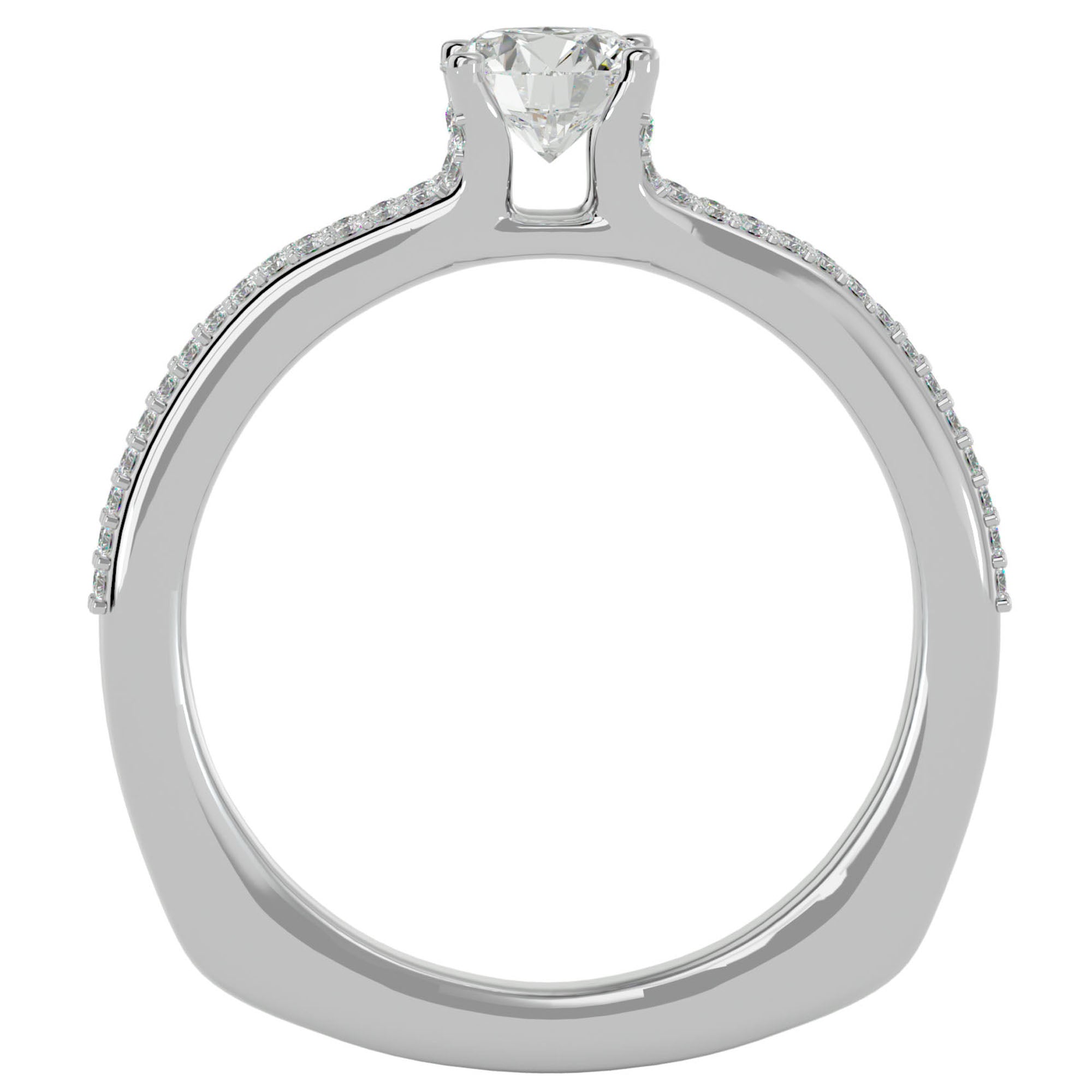 Inel De Logodnă Lyon Pavé cu Diamante Naturale de 0.70 ct din Platina - Castelo.ro