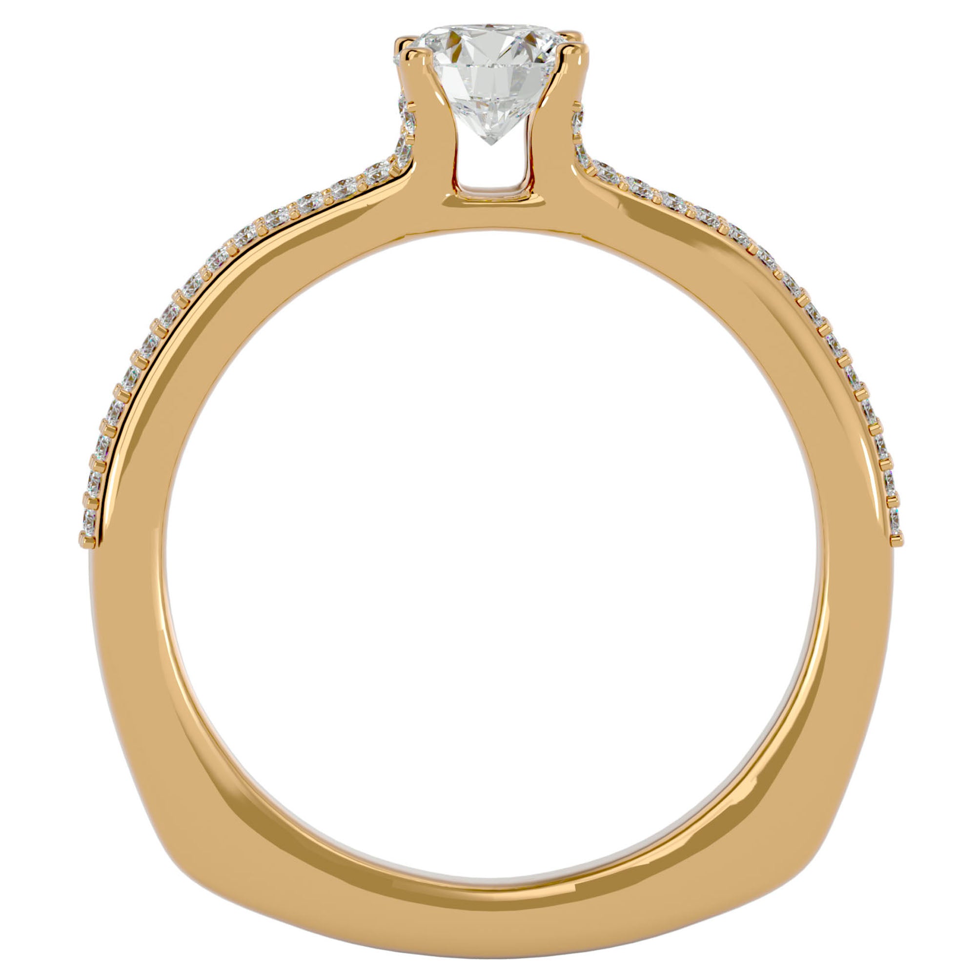Inel De Logodnă Lyon Pavé din Aur 14k cu Diamante Naturale de 0.70 ct din 14k Aur Galben - Castelo.ro