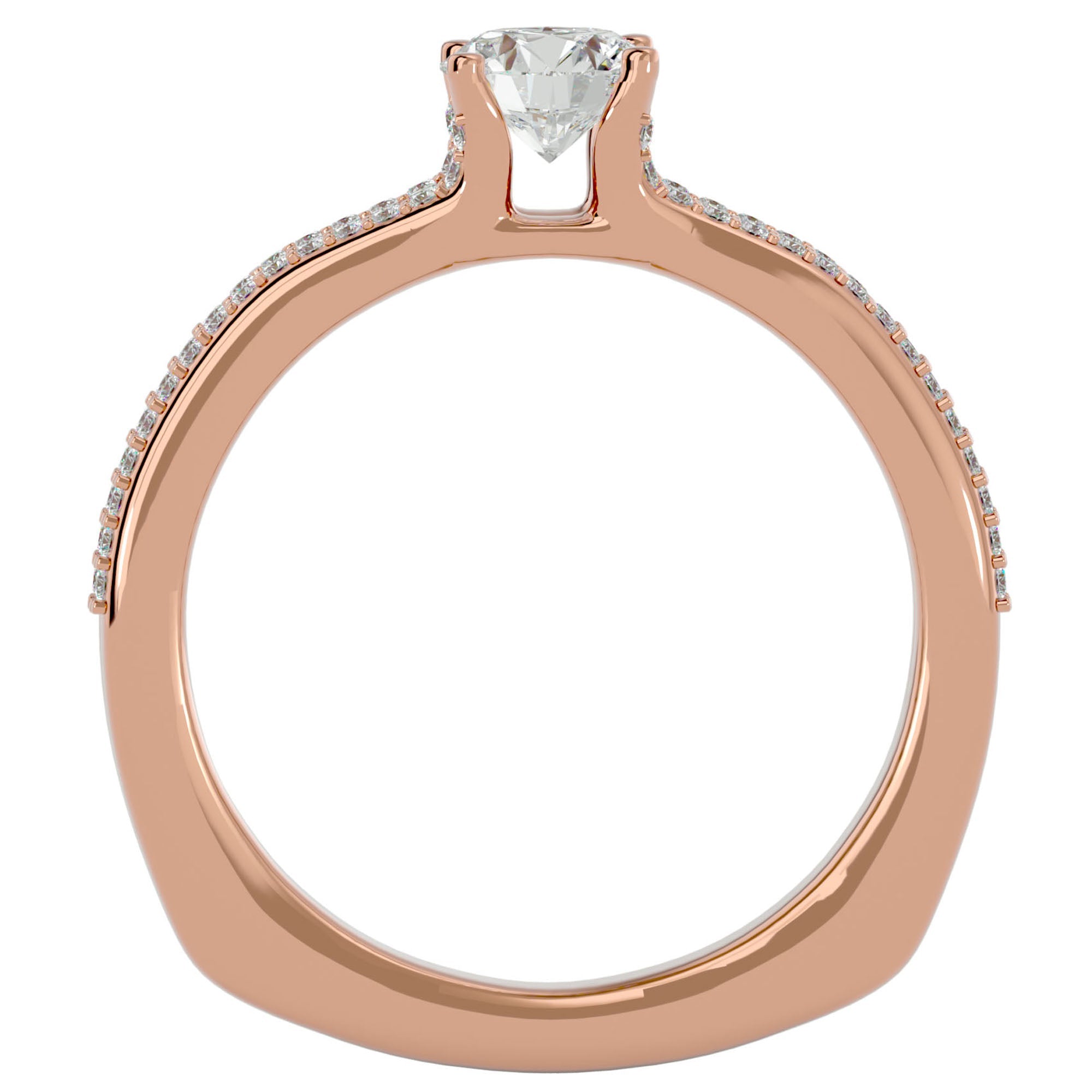 Inel De Logodnă Lyon Pavé cu Diamante Create în Laborator de 0.70 ct din 18k Aur Roz - Castelo.ro