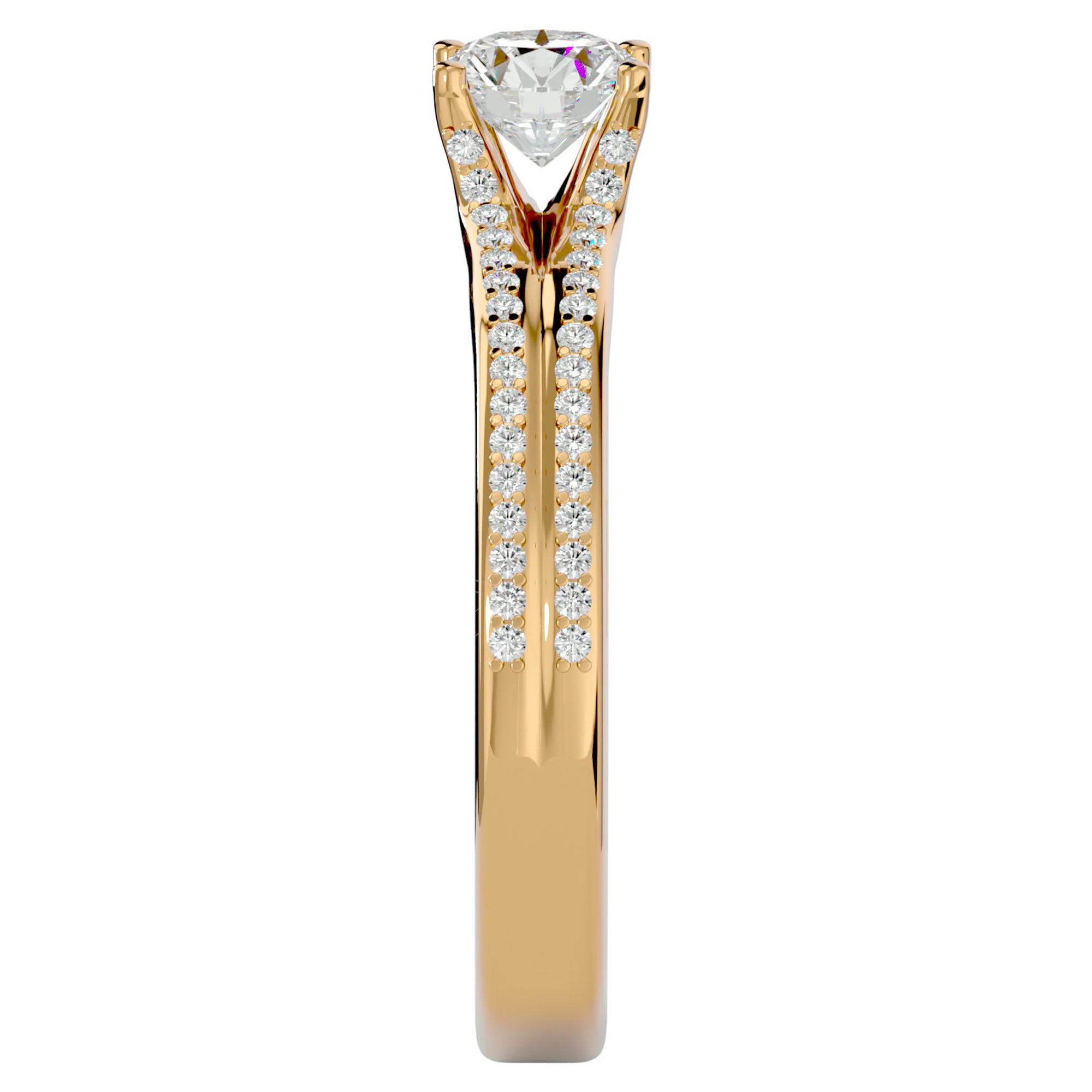 Inel De Logodnă Lyon Pavé din Aur 14k cu Diamante Naturale de 0.70 ct din 14k Aur Galben - Castelo.ro