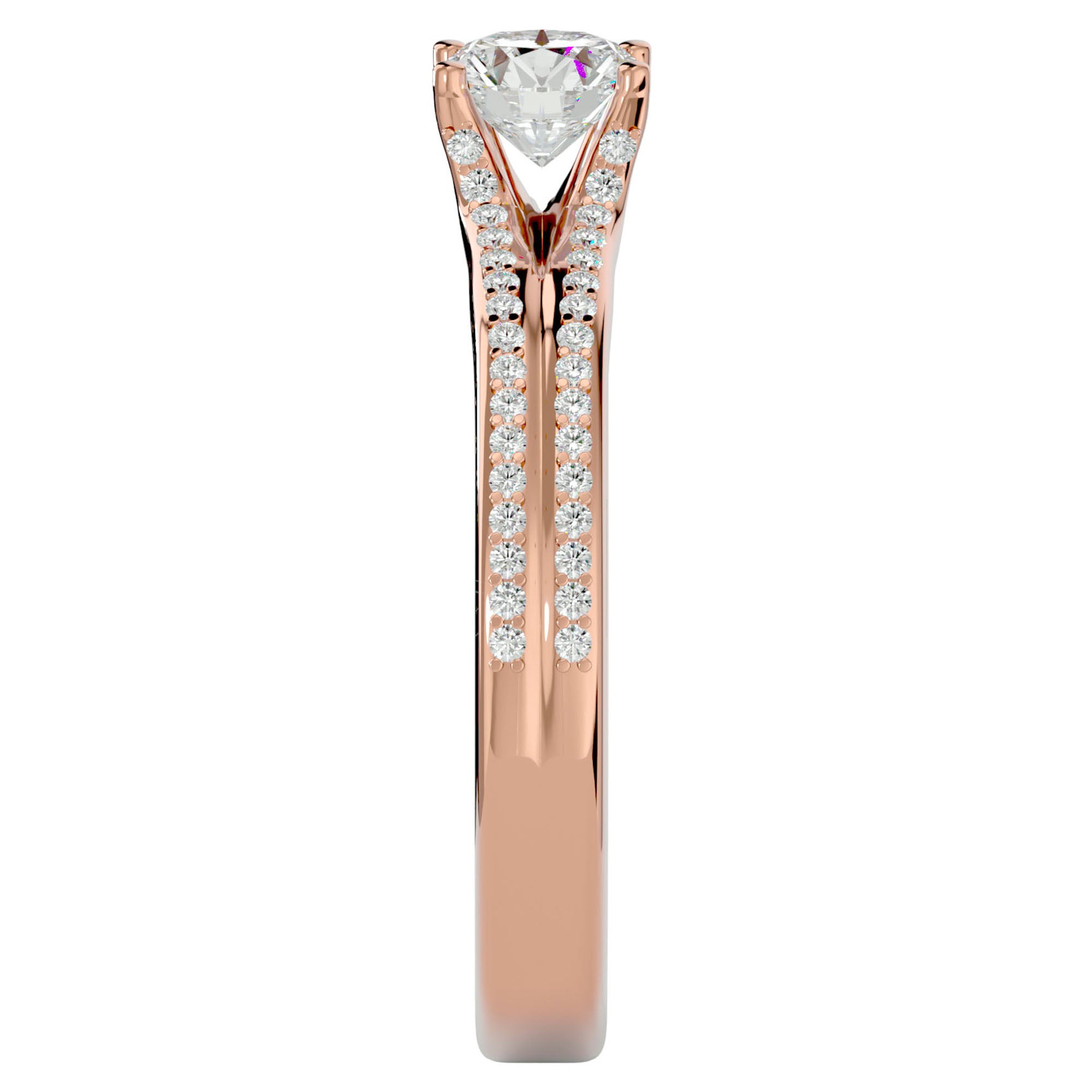 Inel De Logodnă Lyon Pavé din Aur 14k cu Diamante Naturale de 0.70 ct din 14k Aur Roz - Castelo.ro