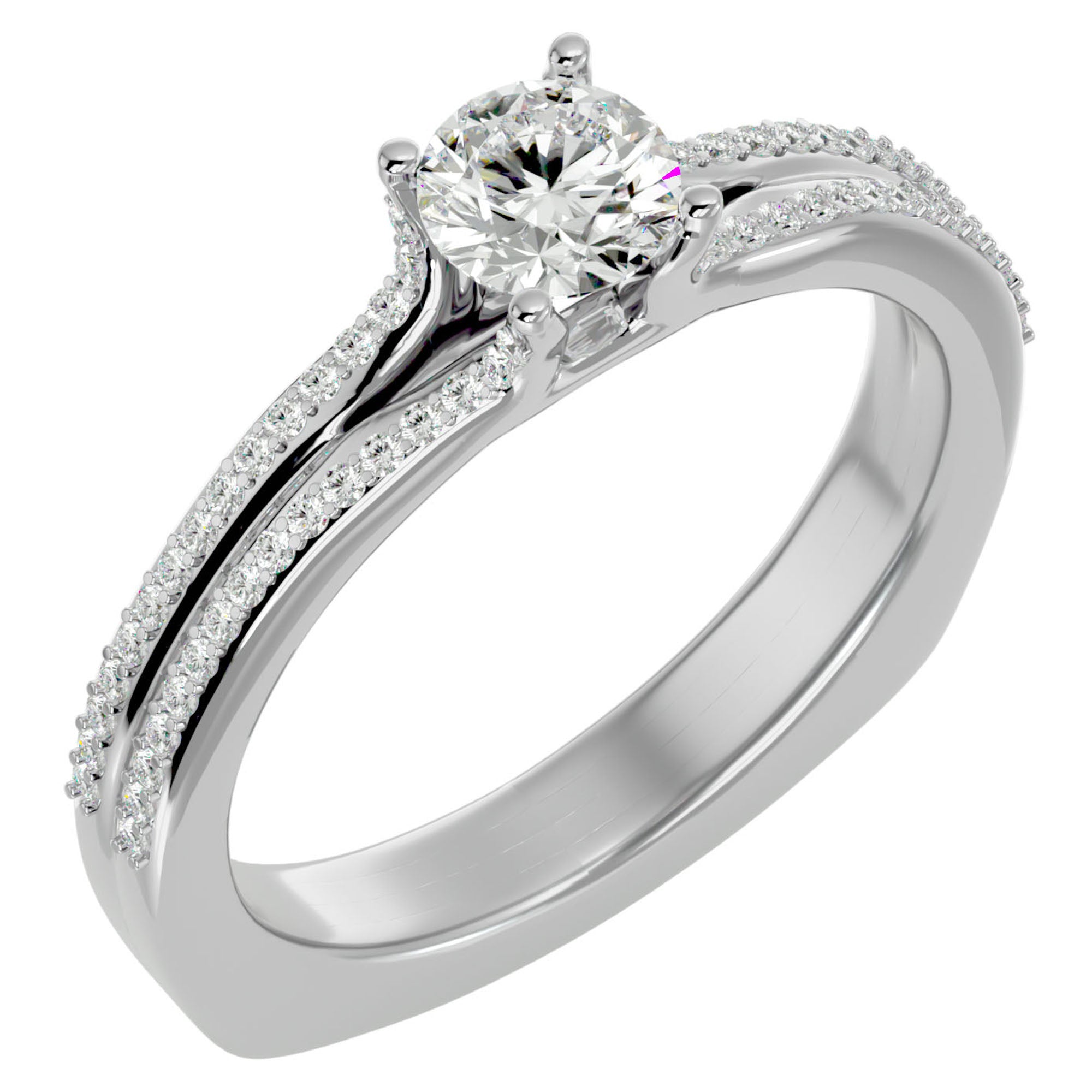 Inel De Logodnă Lyon Pavé cu Diamante Naturale de 0.70 ct din Platina - Castelo.ro