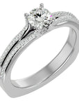 Inel De Logodnă Lyon Pavé din Aur 14k cu Moissanite de 0.70 ct din 14k Aur Alb - Castelo.ro