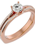 Inel De Logodnă Lyon Pavé din Aur 14k cu Diamante Naturale de 0.70 ct din 14k Aur Roz - Castelo.ro