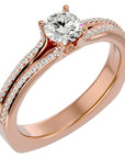 Inel De Logodnă Lyon Pavé din Aur 14k cu Moissanite de 0.70 ct din 14k Aur Roz - Castelo.ro