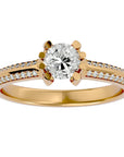 Inel De Logodnă Rennes Pavé din Aur 14k cu Moissanite de 0.86 ct din 14k Aur Galben - Castelo.ro