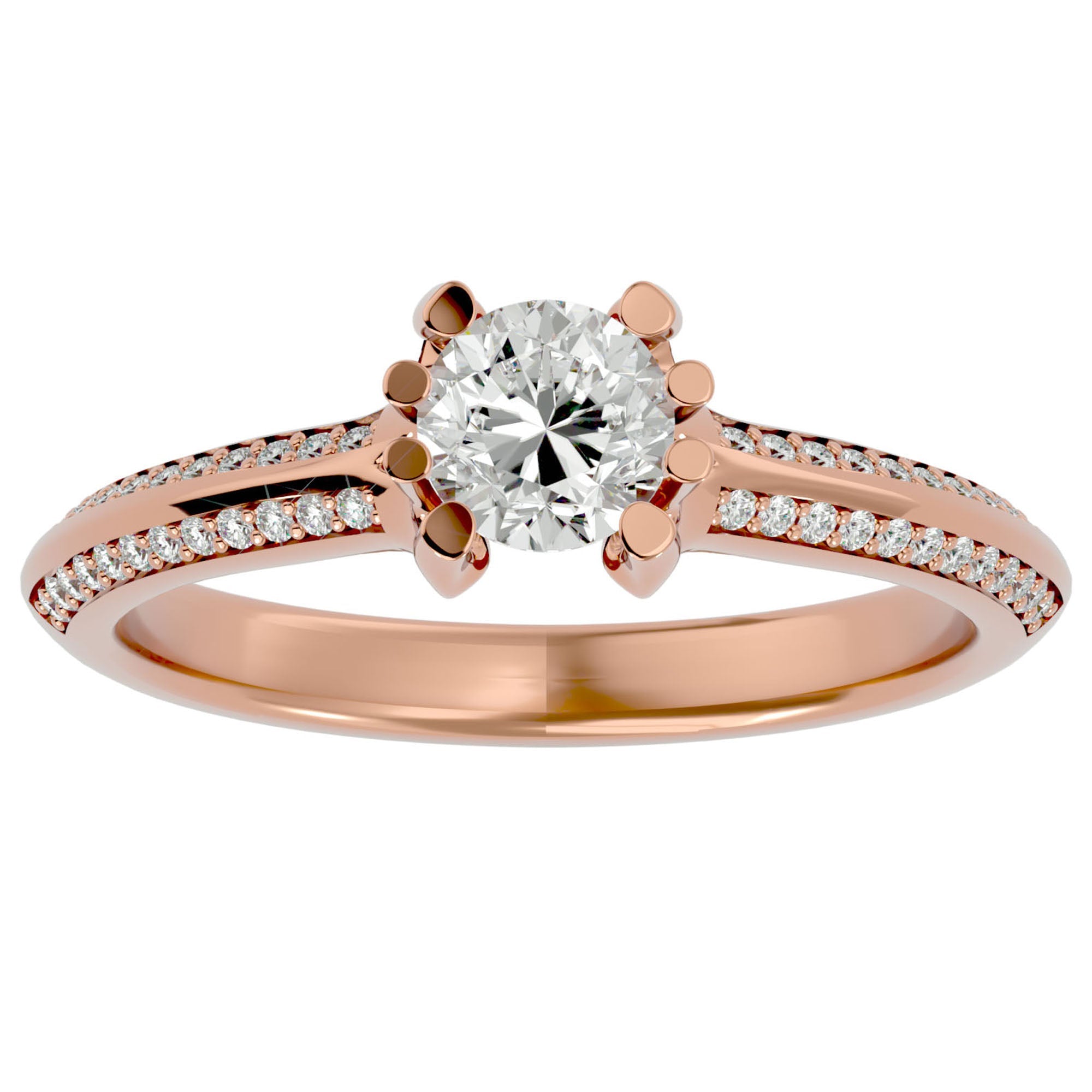 Inel De Logodnă Rennes Pavé din Aur 14k cu Diamante Naturale de 0.86 ct din 14k Aur Roz - Castelo.ro