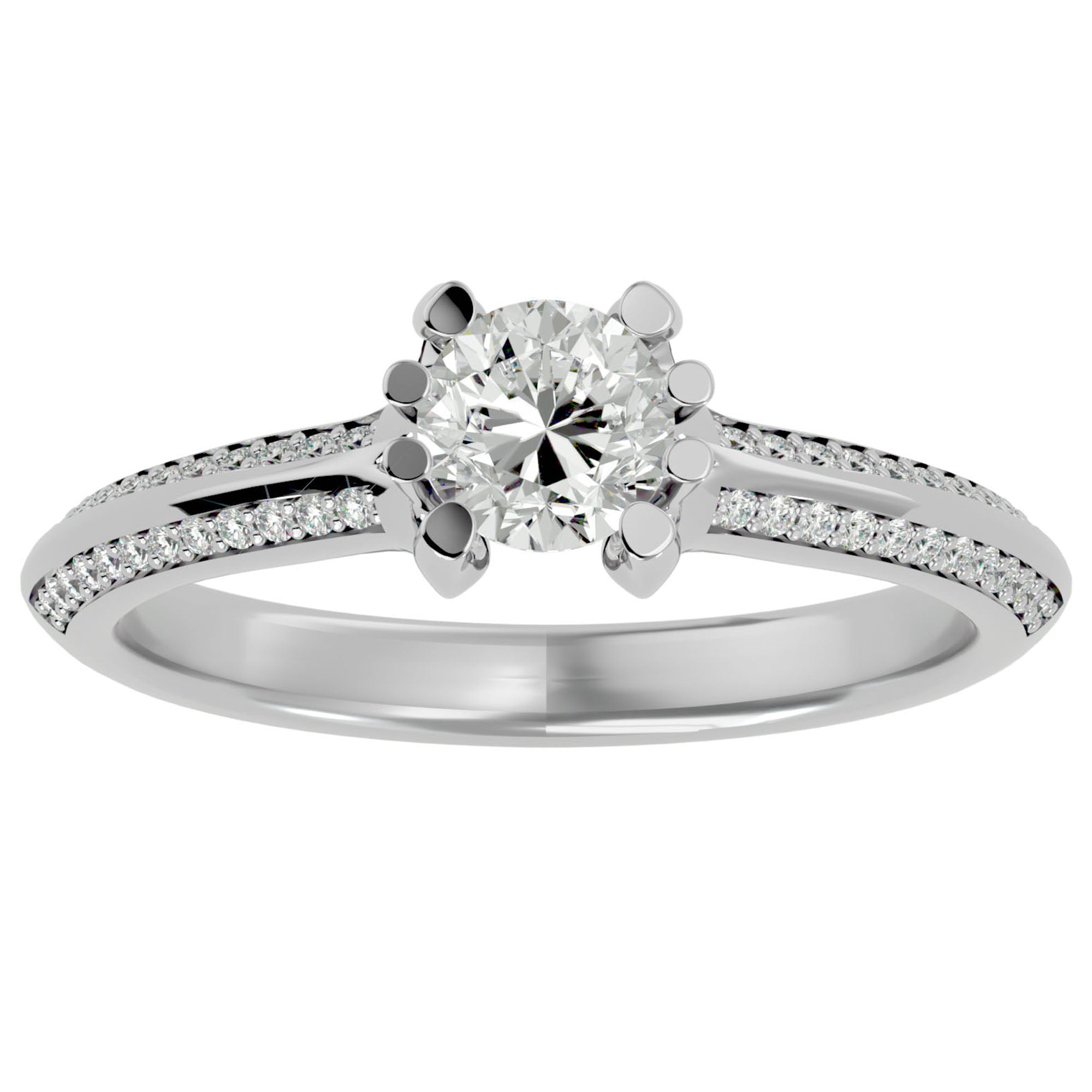 Inel De Logodnă Rennes Pavé din Aur 14k cu Diamante Create în Laborator de 0.86 ct din 14k Aur Alb - Castelo.ro