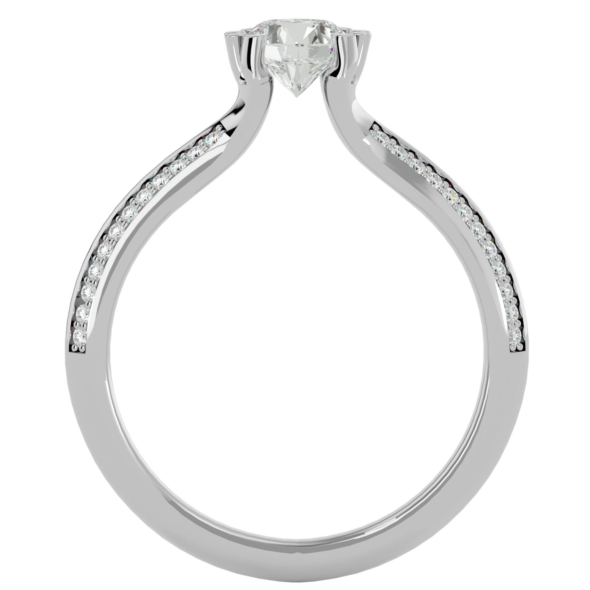 Inel De Logodnă Rennes Pavé din Aur 14k cu Diamante Naturale de 0.86 ct din 14k Aur Alb - Castelo.ro