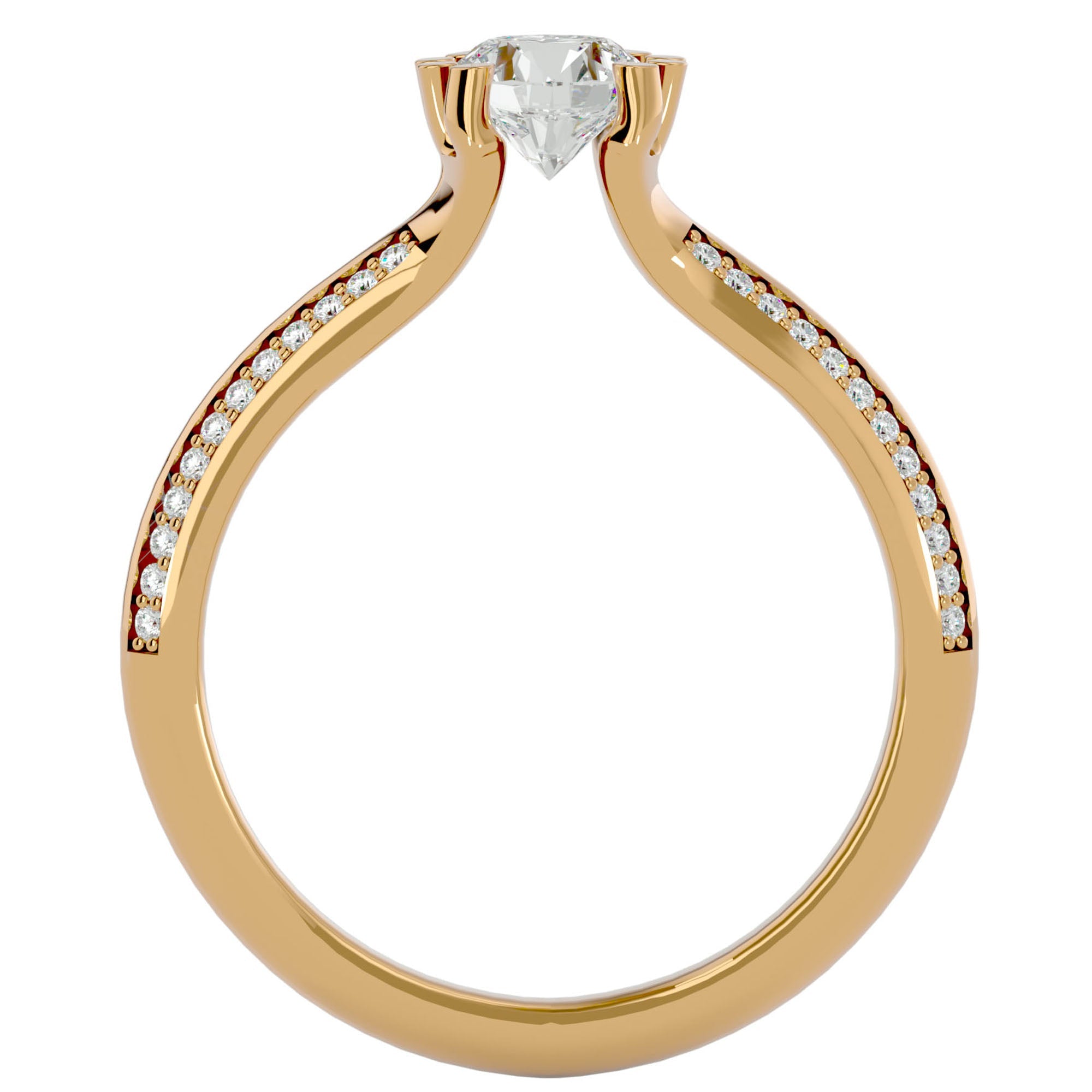 Inel De Logodnă Rennes Pavé din Aur 14k cu Moissanite de 0.86 ct din 14k Aur Galben - Castelo.ro