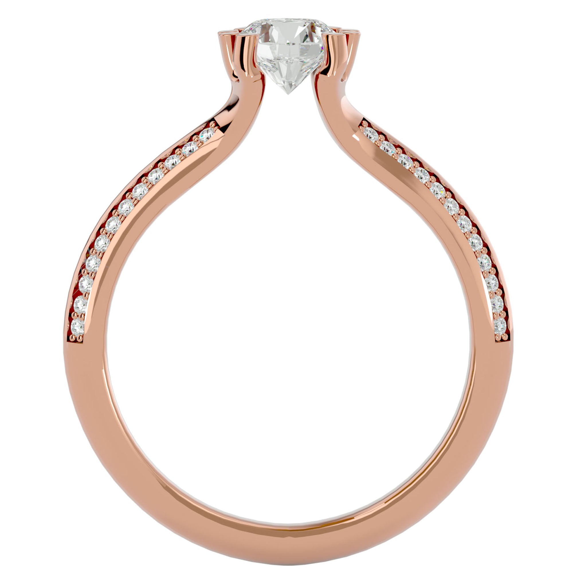 Inel De Logodnă Rennes Pavé din Aur 14k cu Diamante Create în Laborator de 0.86 ct din 14k Aur Roz - Castelo.ro