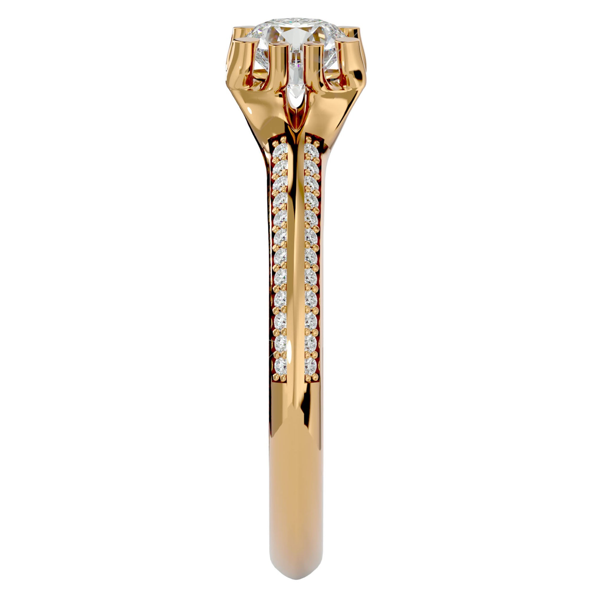 Inel De Logodnă Rennes Pavé din Aur 14k cu Moissanite de 0.86 ct din 14k Aur Galben - Castelo.ro
