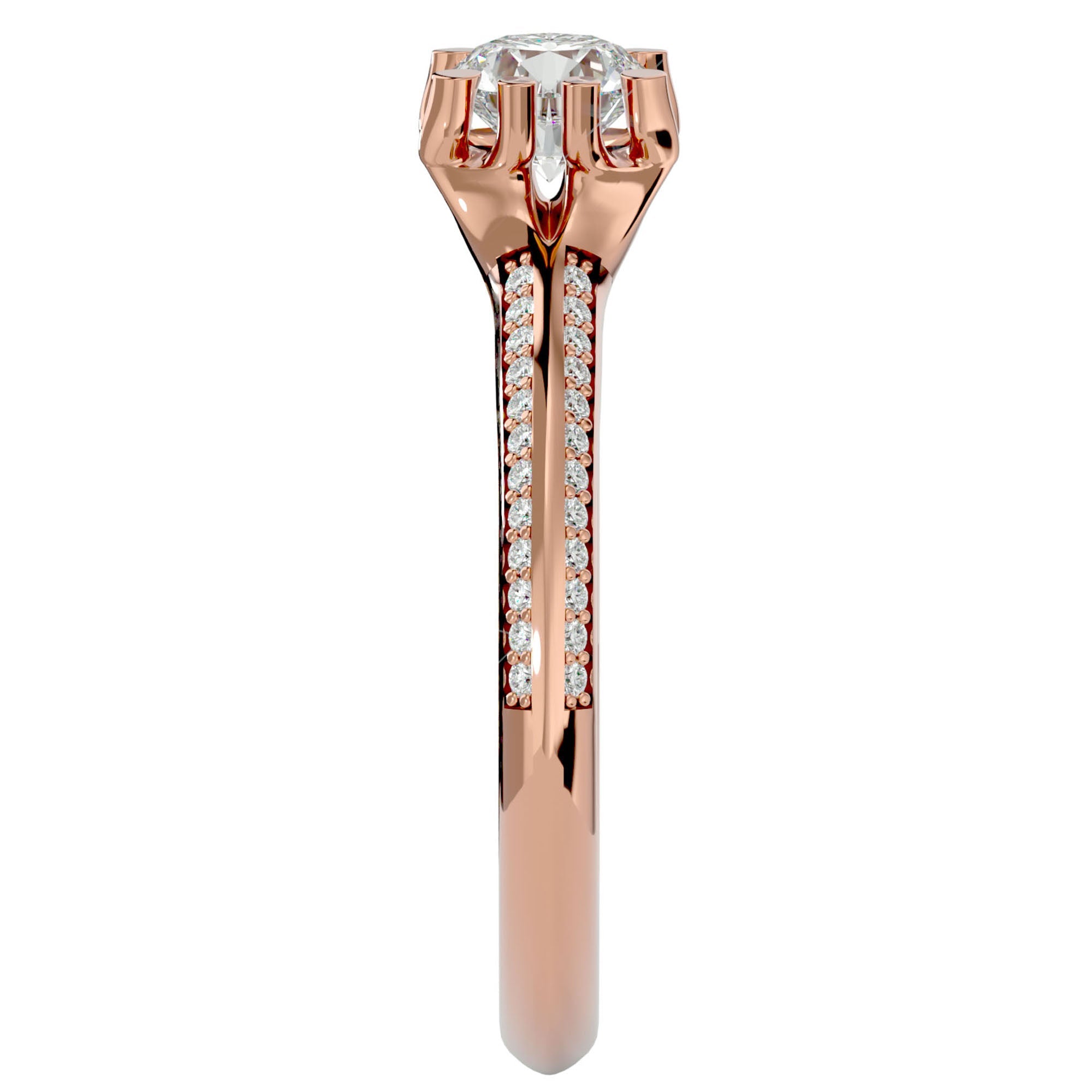 Inel De Logodnă Rennes Pavé cu Diamante Create în Laborator de 0.86 ct din 18k Aur Roz - Castelo.ro