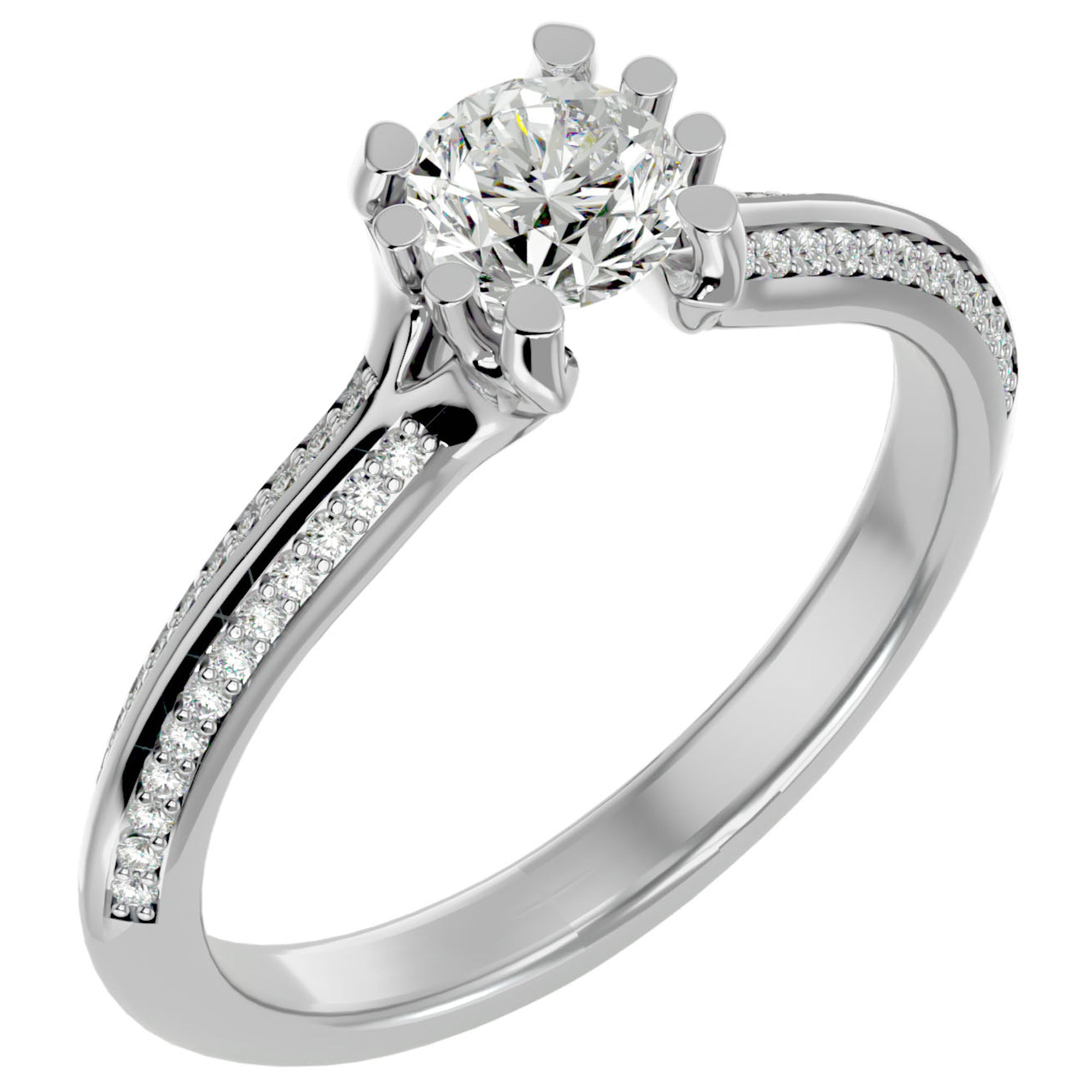Inel De Logodnă Rennes Pavé din Aur 14k cu Diamante Create în Laborator de 0.86 ct din 14k Aur Alb - Castelo.ro