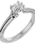 Inel De Logodnă Rennes Pavé din Aur 14k cu Moissanite de 0.86 ct din 14k Aur Alb - Castelo.ro