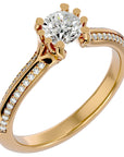 Inel De Logodnă Rennes Pavé din Aur 14k cu Moissanite de 0.86 ct din 14k Aur Galben - Castelo.ro