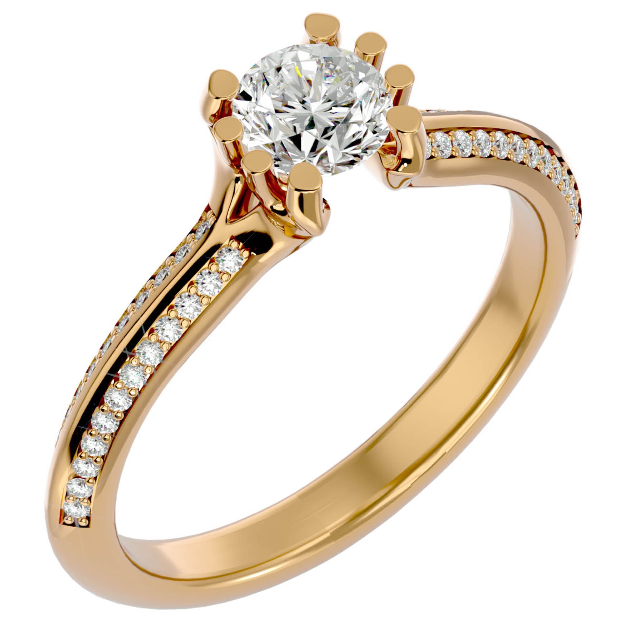 Inel De Logodnă Rennes Pavé din Aur 14k cu Diamante Naturale de 0.86 ct din 14k Aur Galben - Castelo.ro