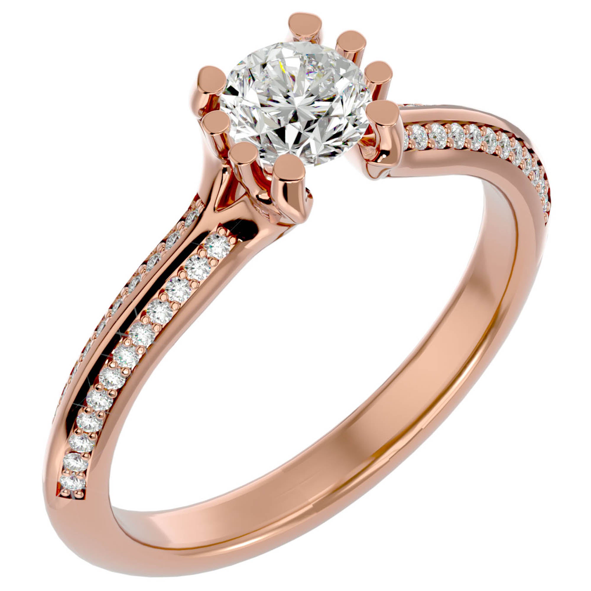 Inel De Logodnă Rennes Pavé din Aur 14k cu Diamante Naturale de 0.86 ct din 14k Aur Roz - Castelo.ro