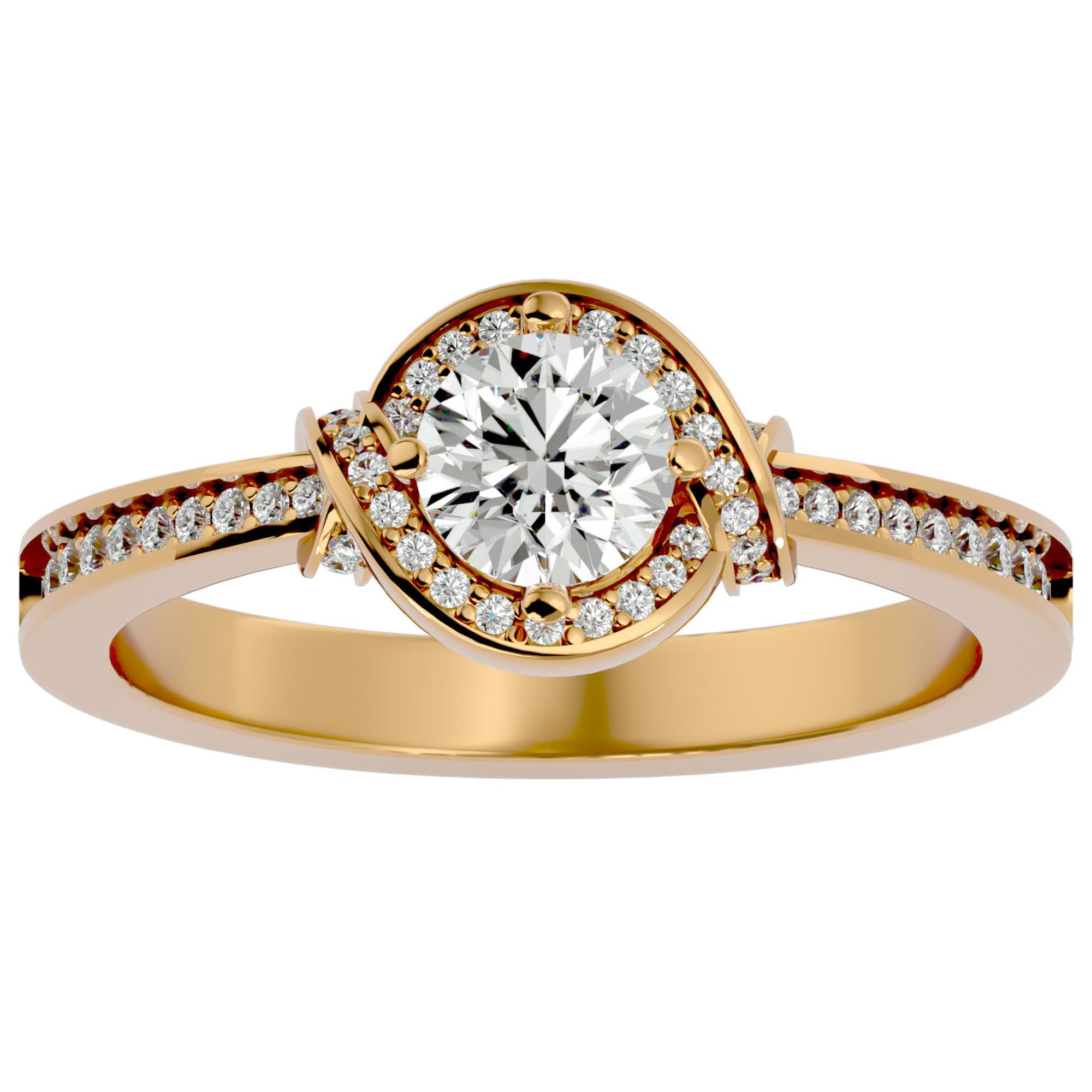 Inel Vintage Halo Pavé cu Diamante Naturale de 0.69 ct din 18k Aur Galben - Castelo.ro