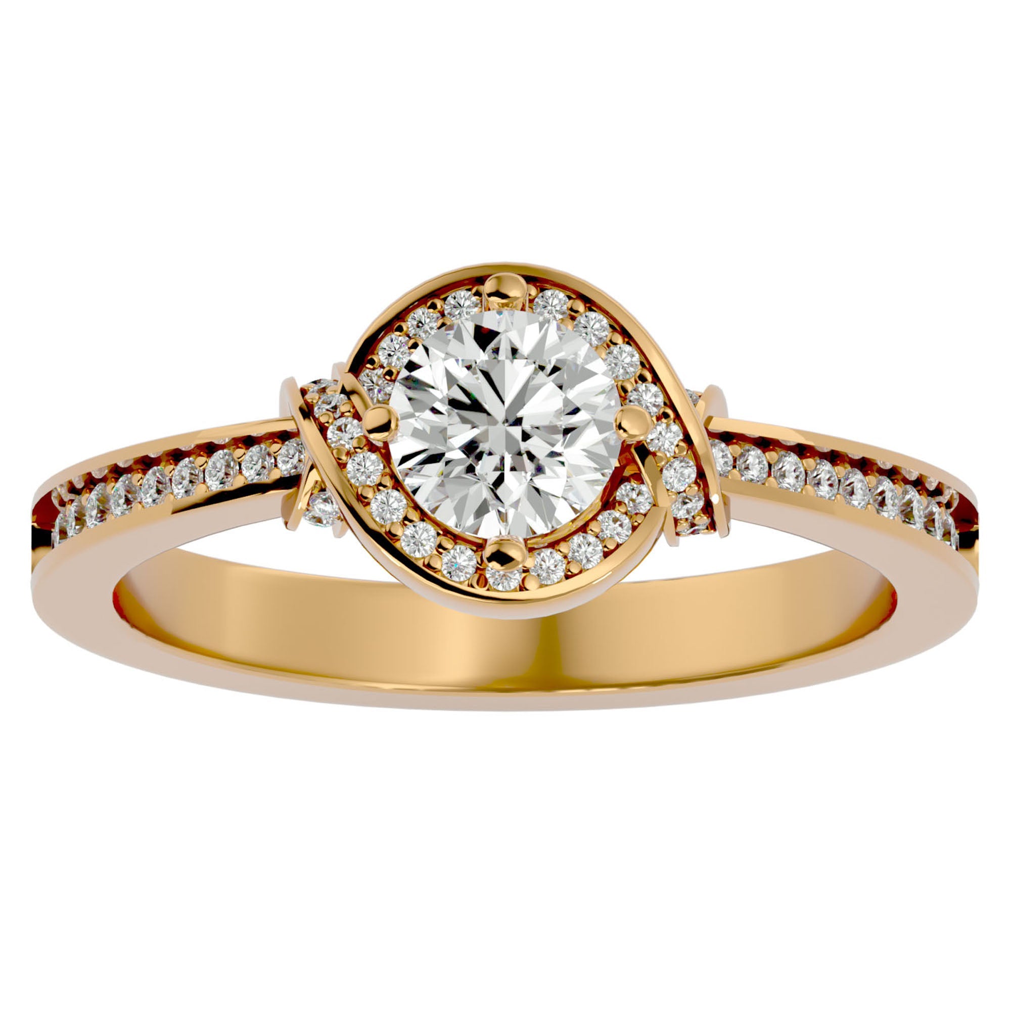 Inel de Logodnă cu Moissanite Pavé în Spirală de 0.69 ct din 18k Aur Galben - Castelo.ro