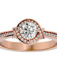 Inel Vintage Halo Pavé cu Diamante Naturale de 0.69 ct din 18k Aur Roz - Castelo.ro