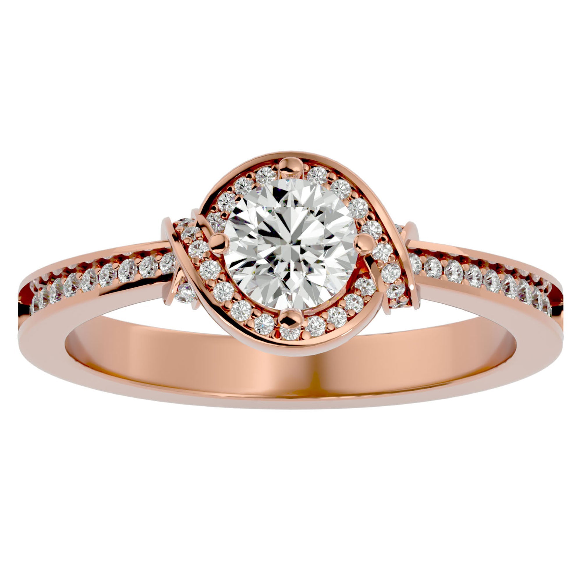 Inel de Logodnă cu Moissanite Pavé în Spirală de 0.69 ct din 18k Aur Roz - Castelo.ro