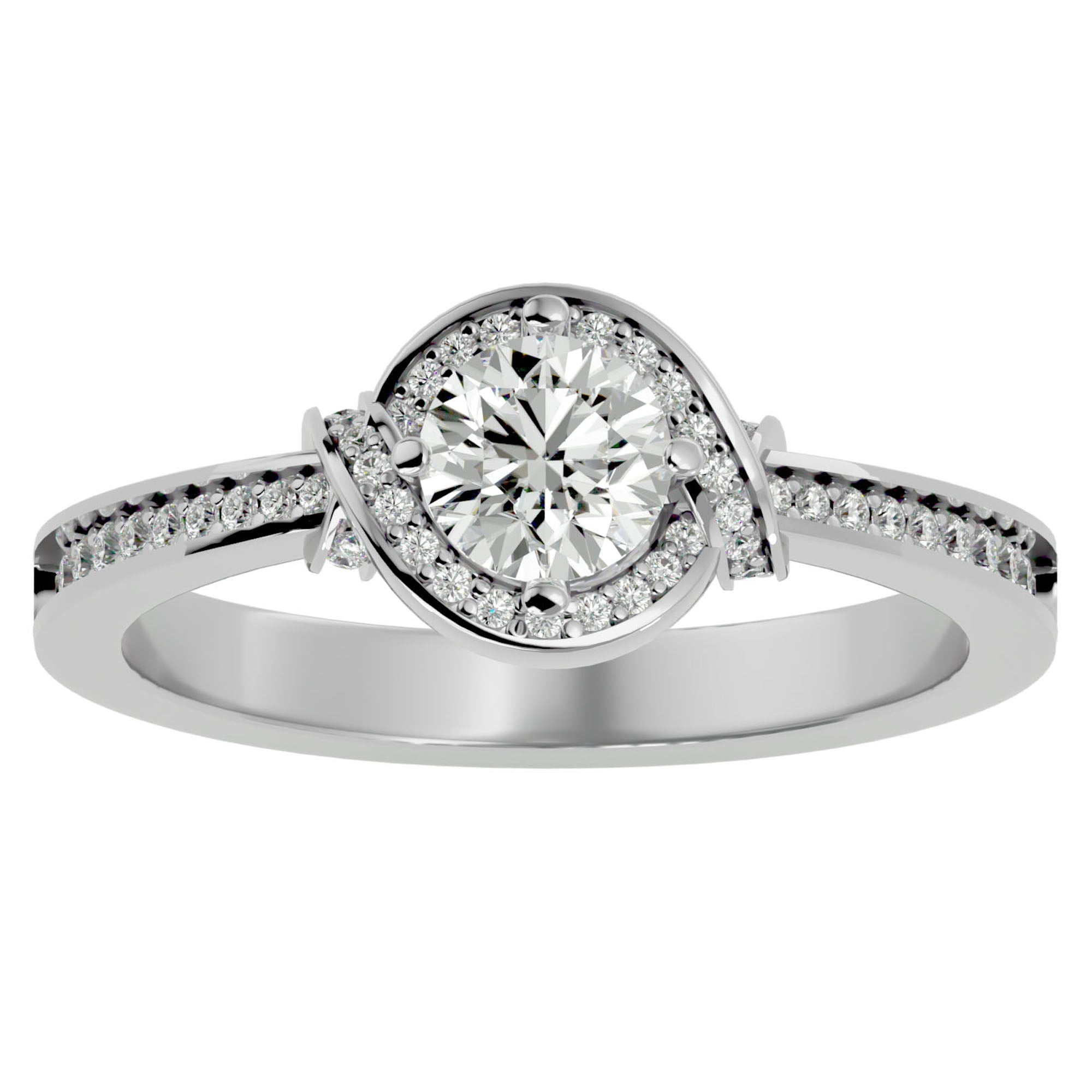 Inel de Logodnă cu Diamante Naturale Pavé în Spirală de 0.69 ct din Platina - Castelo.ro