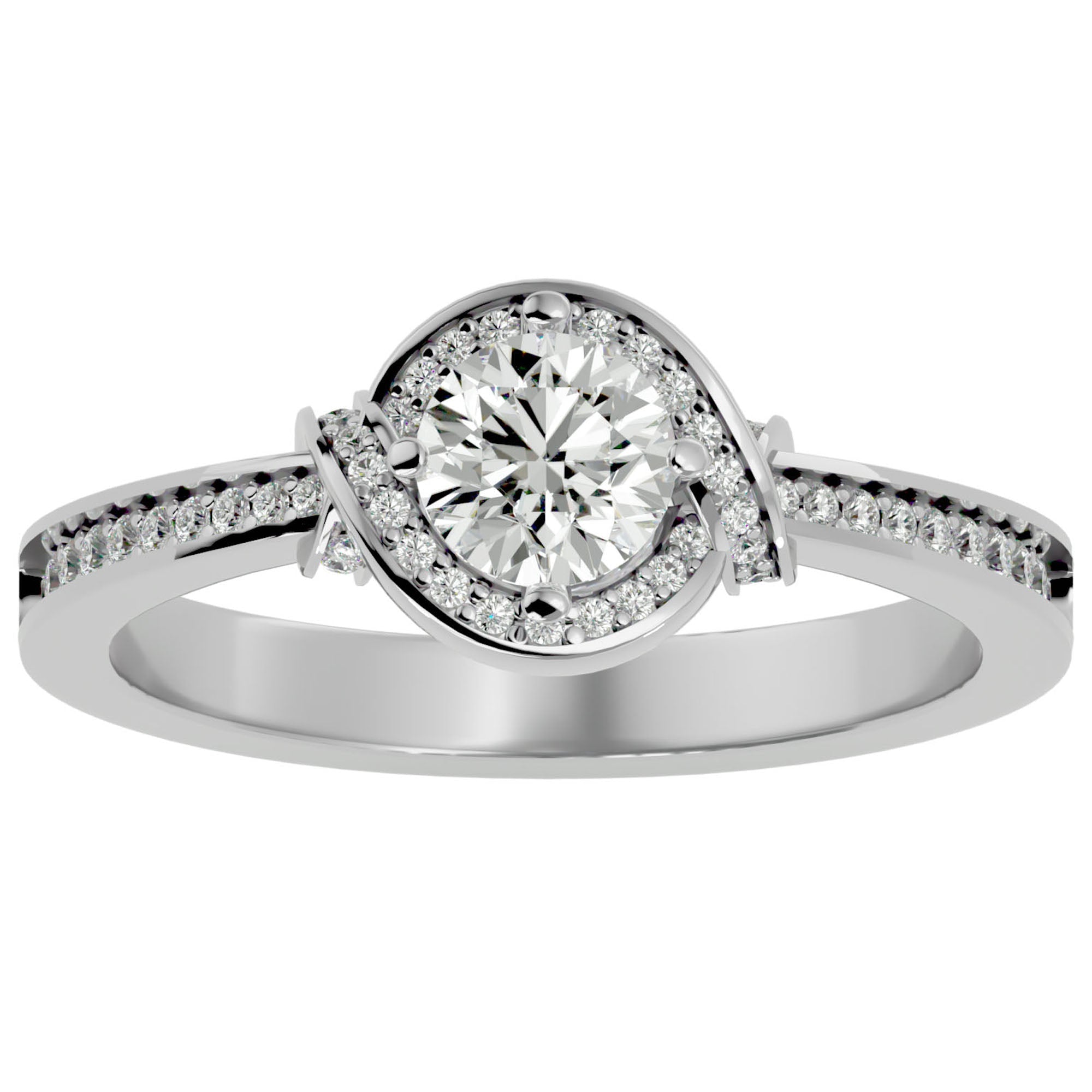 Inel Vintage Halo Pavé cu Diamante Naturale de 0.69 ct din Platina - Castelo.ro