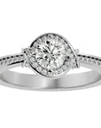 Inel Vintage Halo Pavé cu Diamante Naturale de 0.69 ct din Platina - Castelo.ro