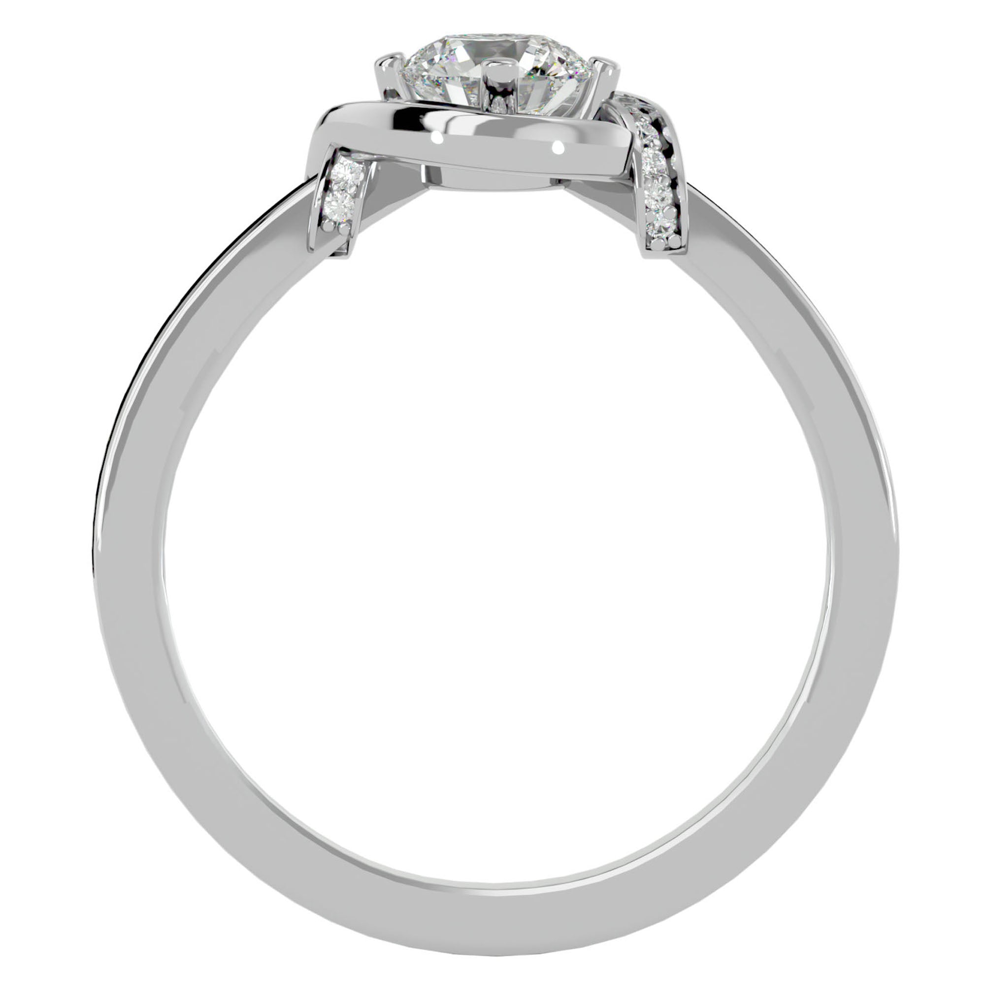 Inel de Logodnă cu Diamante Naturale Pavé în Spirală de 0.69 ct din Platina - Castelo.ro