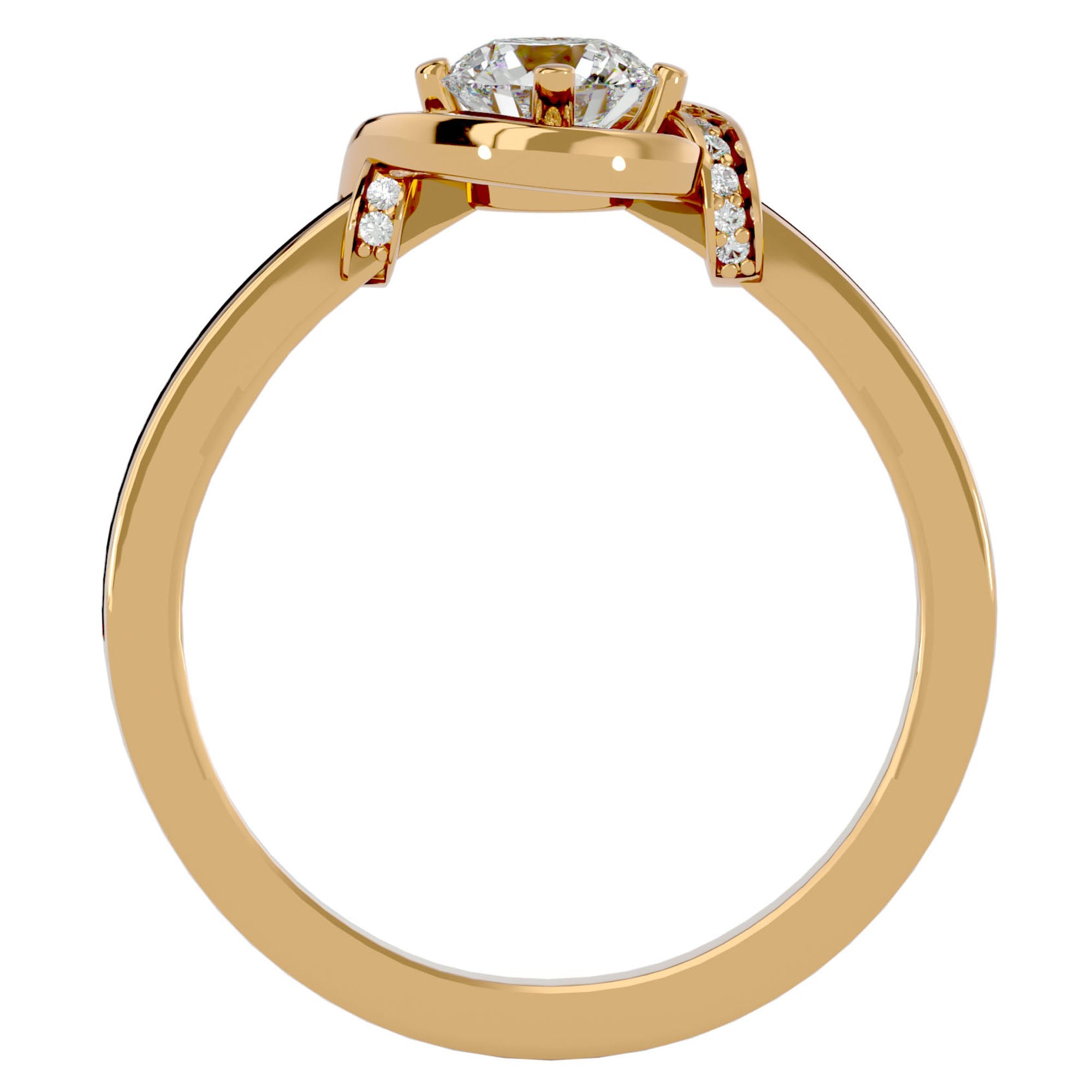 Inel de Logodnă cu Moissanite Pavé în Spirală de 0.69 ct din 18k Aur Galben - Castelo.ro