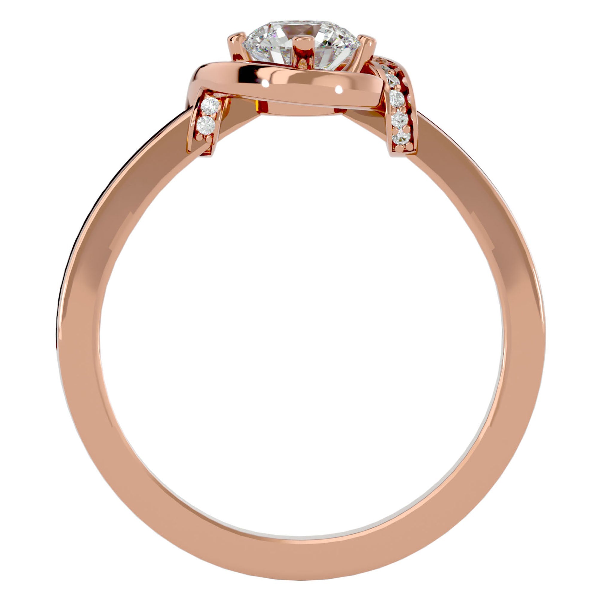 Inel de Logodnă cu Moissanite Pavé în Spirală de 0.69 ct din 18k Aur Roz - Castelo.ro